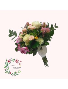 Buchet flori mixte de sezon alb și roz