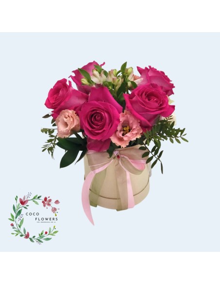 Aranjament trandafiri roz intens